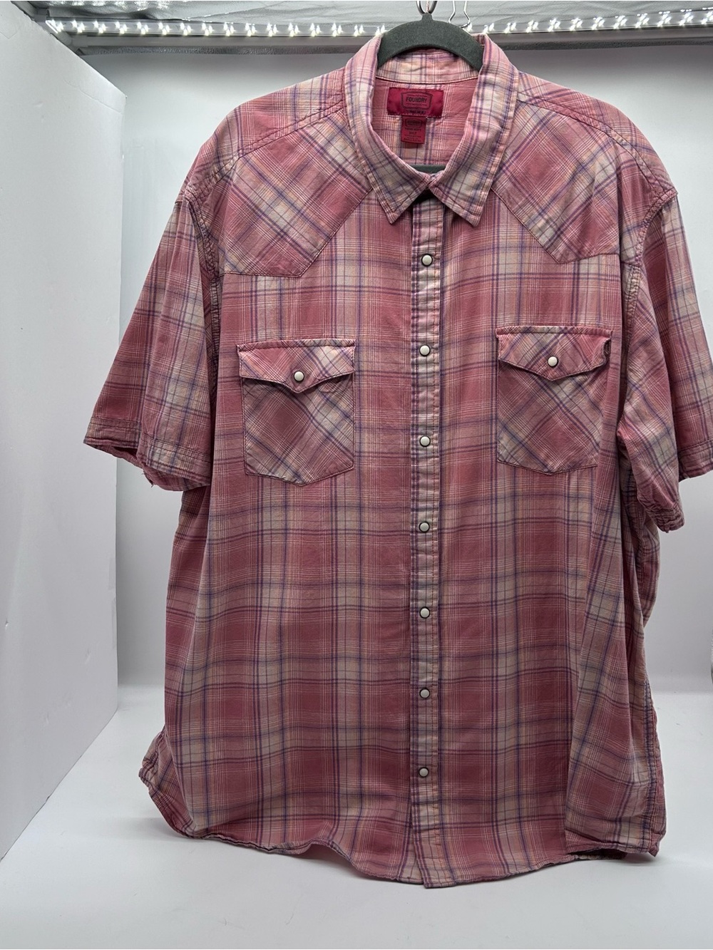 The Foundry Men’s Short Sleeved Plaid Pearl Button Down Shirt  2XL